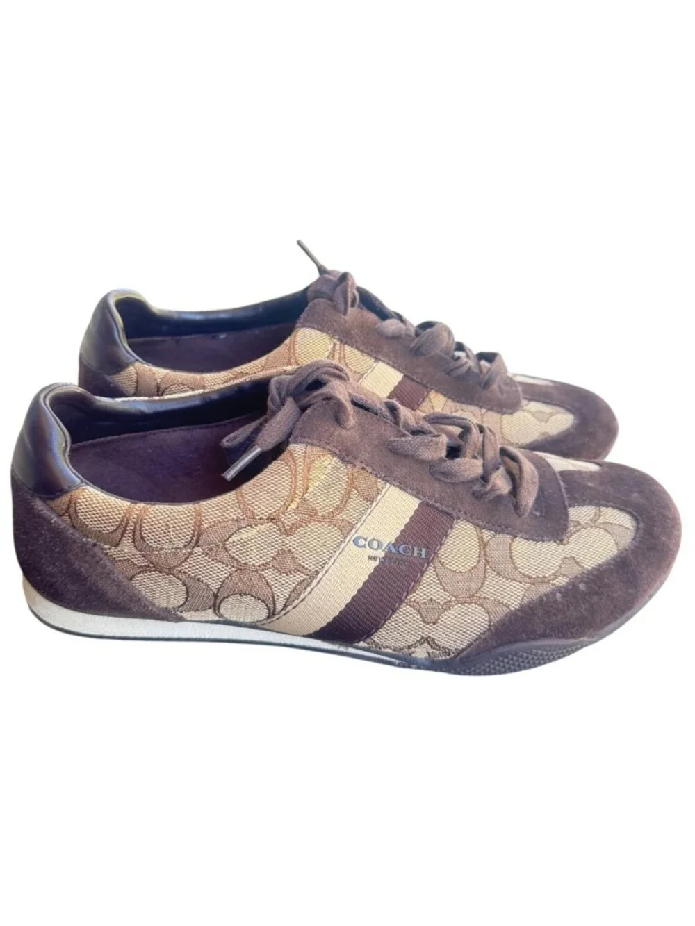 Coach Kelson Womens 8 B Brown Signature Canvas Casual Sneakers Shoes Lace Up